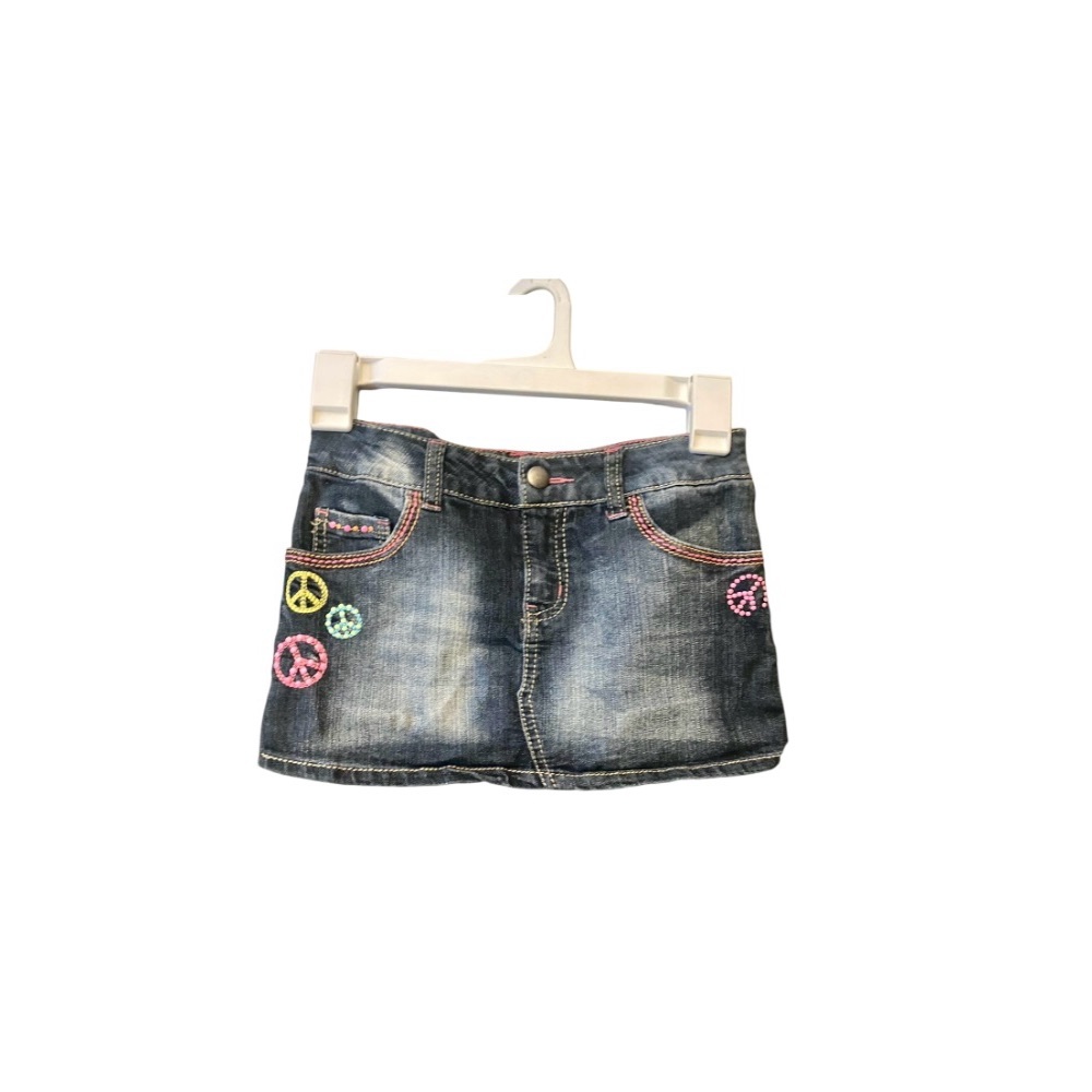 Vintage Circo Blue Denim Mini Skirt with Colorful Embroidery
